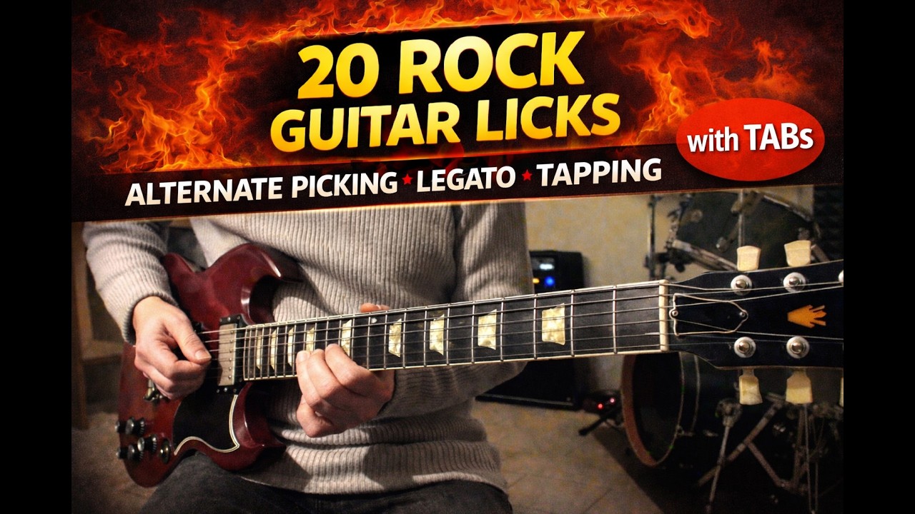 20 ROCK GUITAR LICKS for Soloing with TABs |  Rock Metal Shred Fusion Style