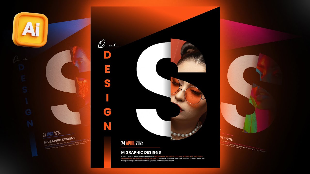 Creative Alphabet Poster Design in Illustrator | Modern Poster design | Typography Poster 2025