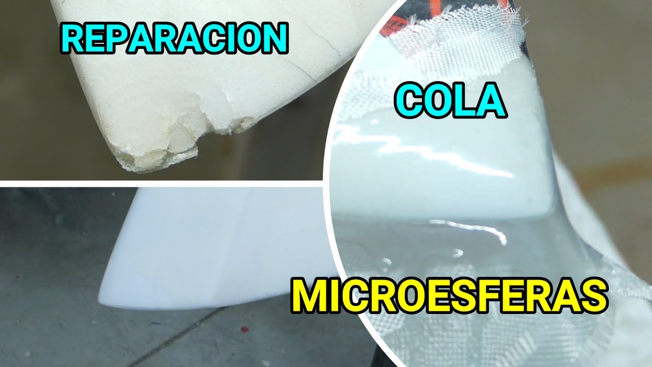 REPARACION COLA DE TABLA DE SURF CON MICROESFERAS.