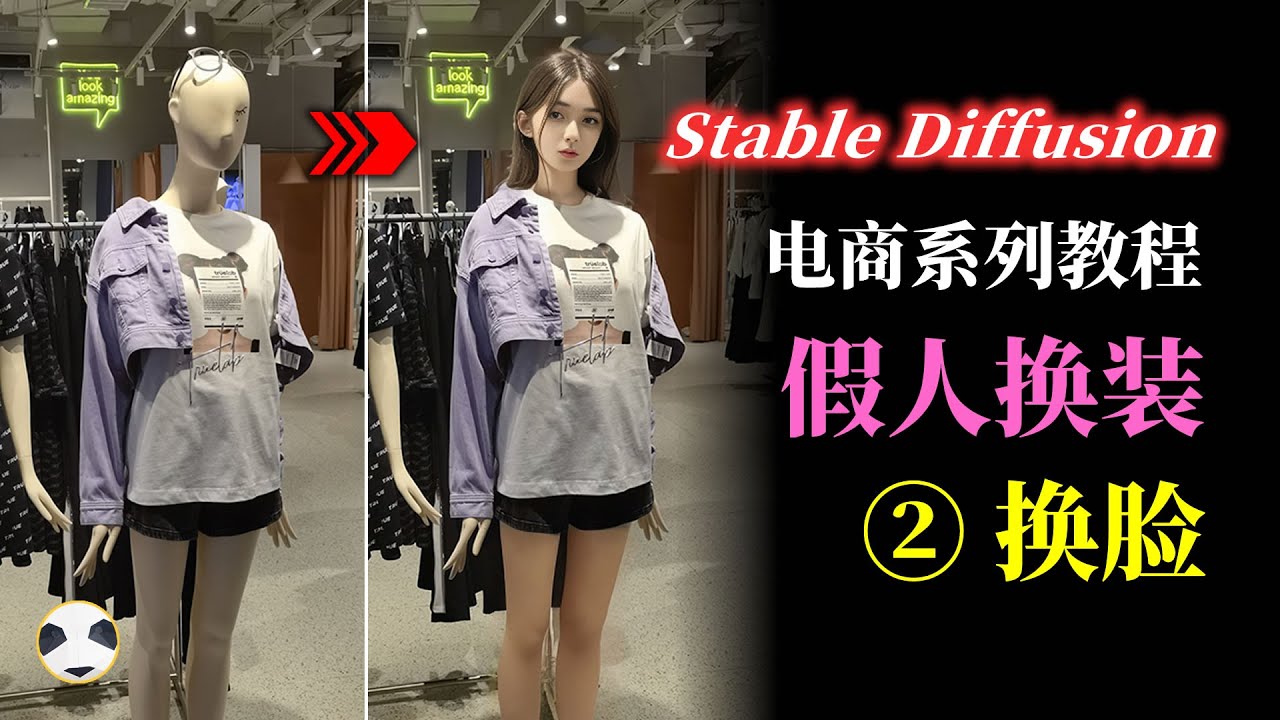 🐼Stable Diffusion 电商系列 第2集 换脸 知识点：用局部重绘配合canny和openpose实现假人换头 AI绘画电商服装类应用系列