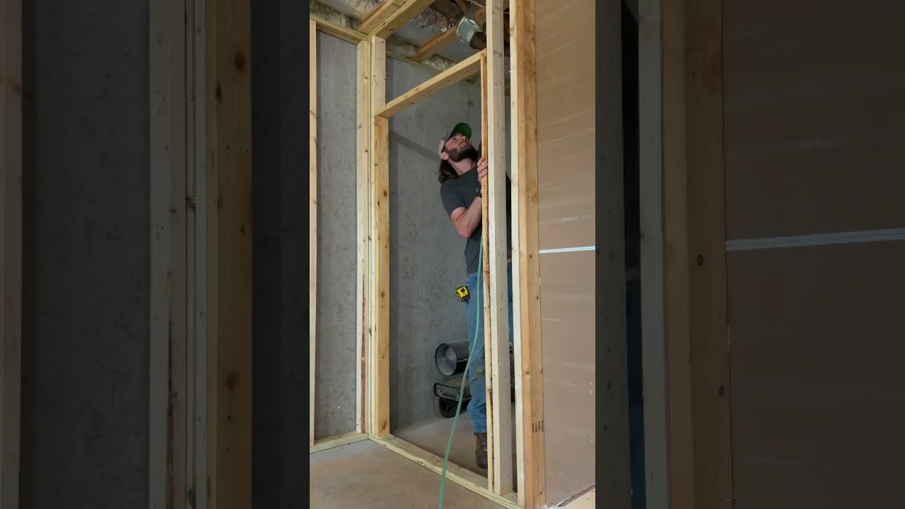 Framing for interior door 🙌 | Finishing Basement #shorts #framing #construction #builder #homediy