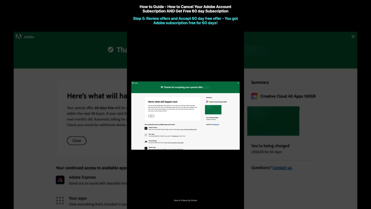 How to Cancel Your Adobe Account Subscription AND Get Free 60 day Subscription
