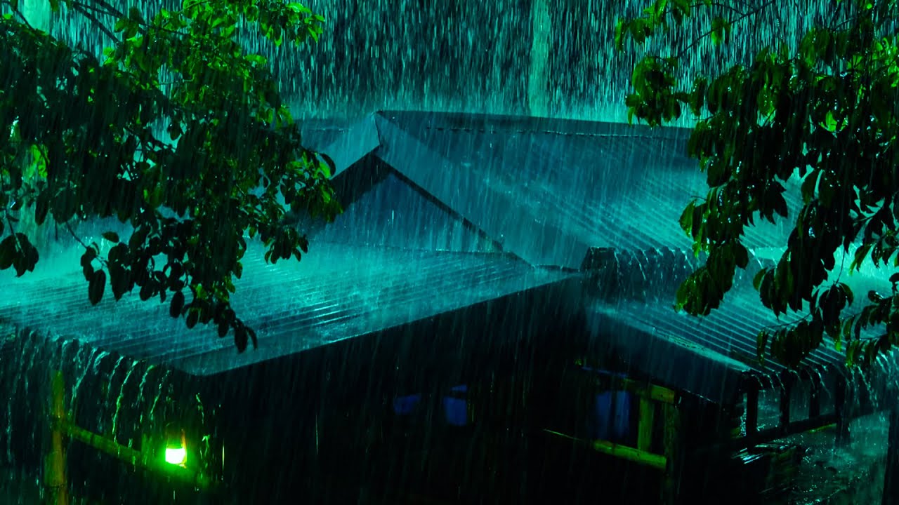 All You Need to INSTANT FALL ASLEEP💤Tropical Rainstorm on Metal Roof & Heavy Thunder on Rainy Night