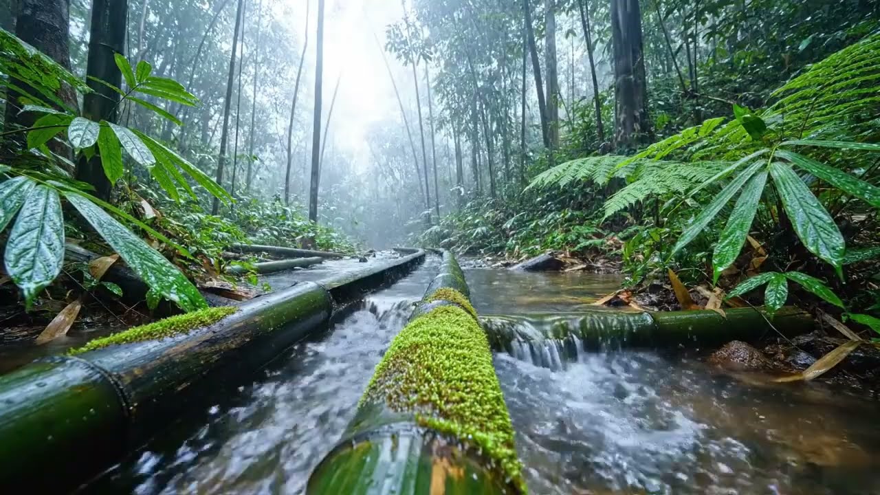 Relaxing Jungle Stream 🌿 Bamboo Water Flow Sounds for Deep Sleep & Stress Relief