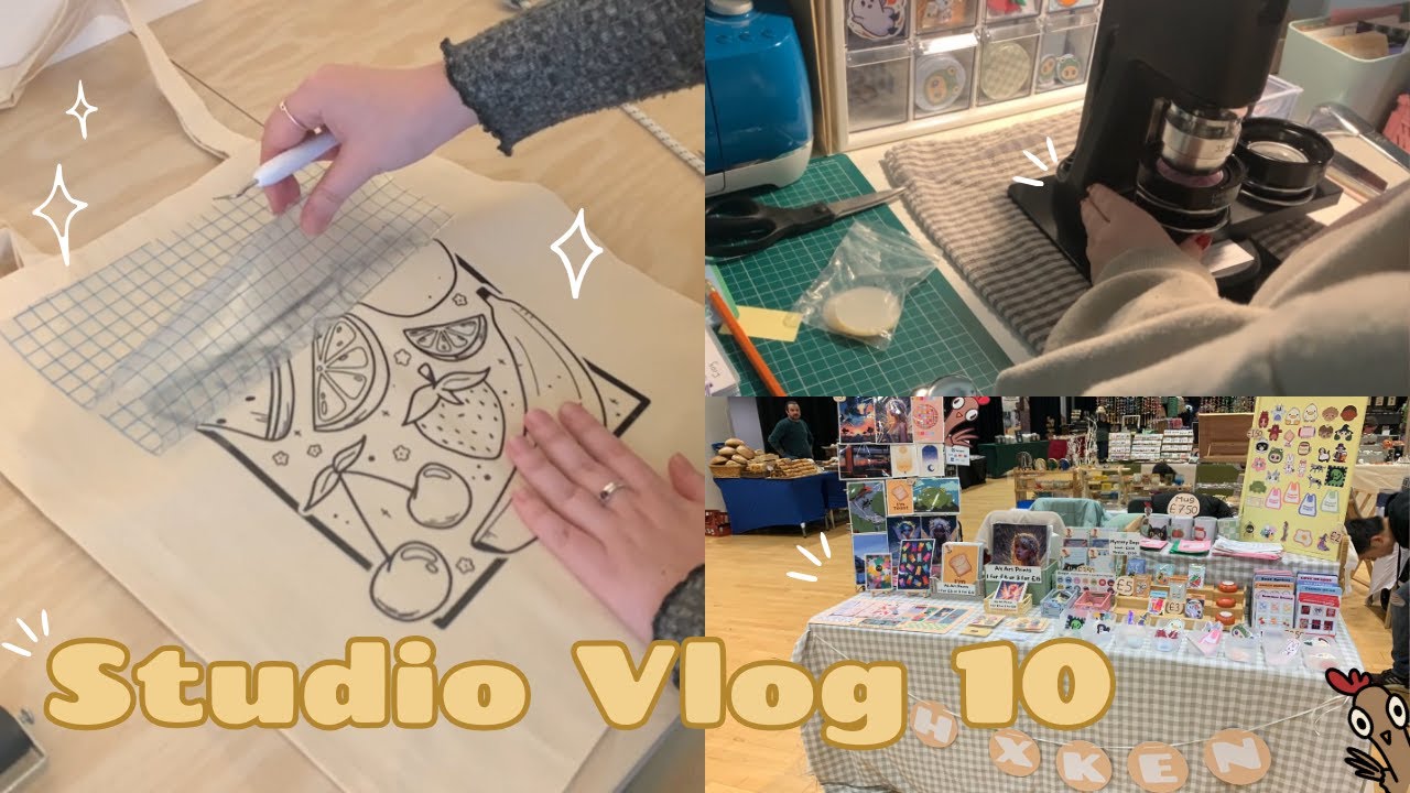 studio vlog 010 ✿ Testing bags, making badges and prepping for a market