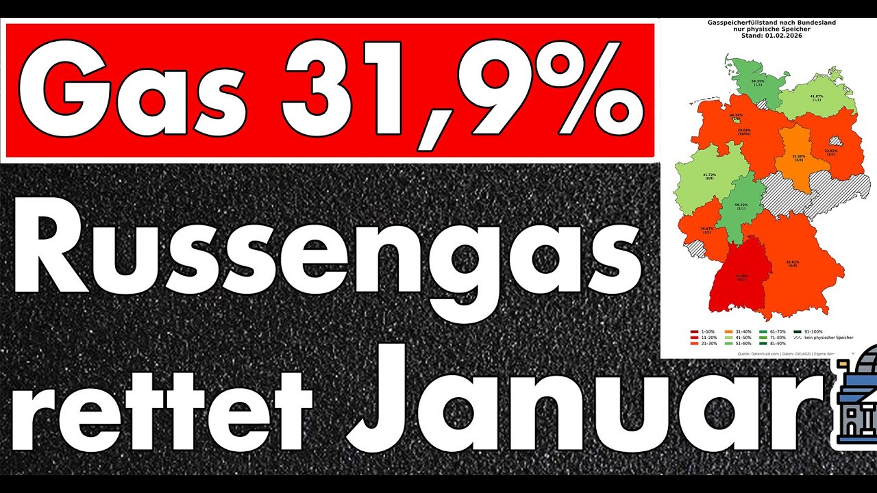 Russische Pipeline steigt im Januar um +10%! Gasspeicher wären sonst noch leerer! 31,9% ist kritisch