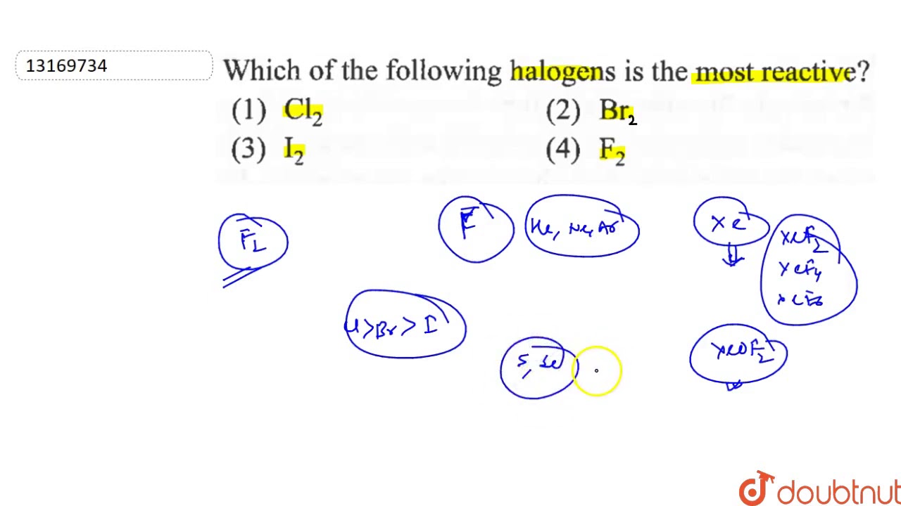 Which of the following halogens is the most reactive?