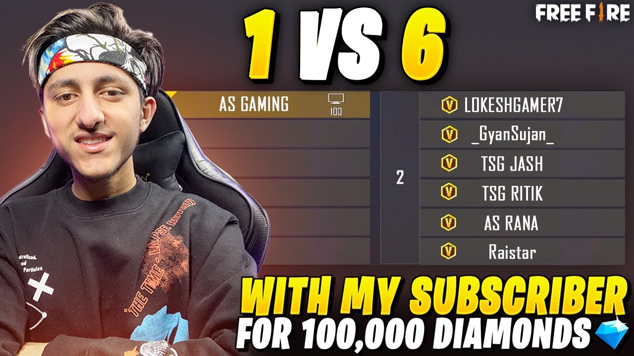 My 6 Subscribers Challenge Me For 1 Vs 6 😱 100,000 Diamond 💎 Challenge - Garena Free Fire