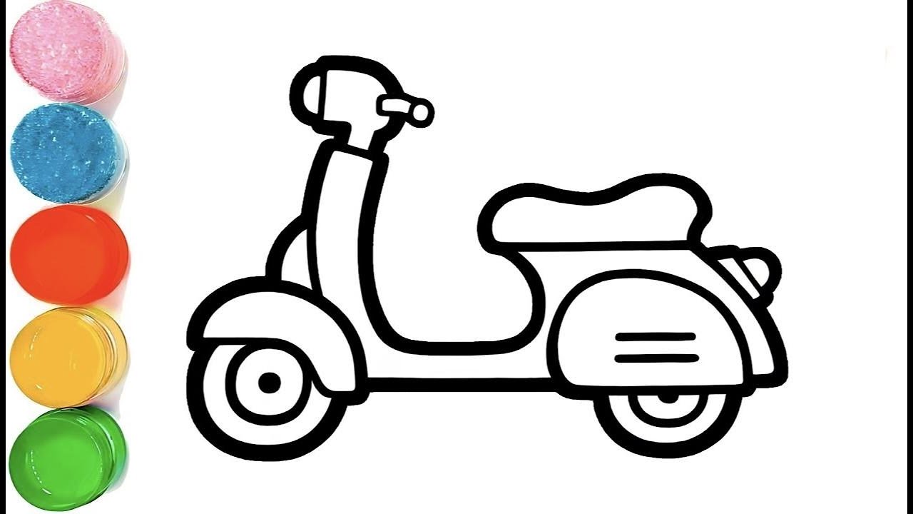 How To Draw Scooter Easy | Kids Scooter Drawing | Easy Scooter Drawing For Kids | Scooter Drawing