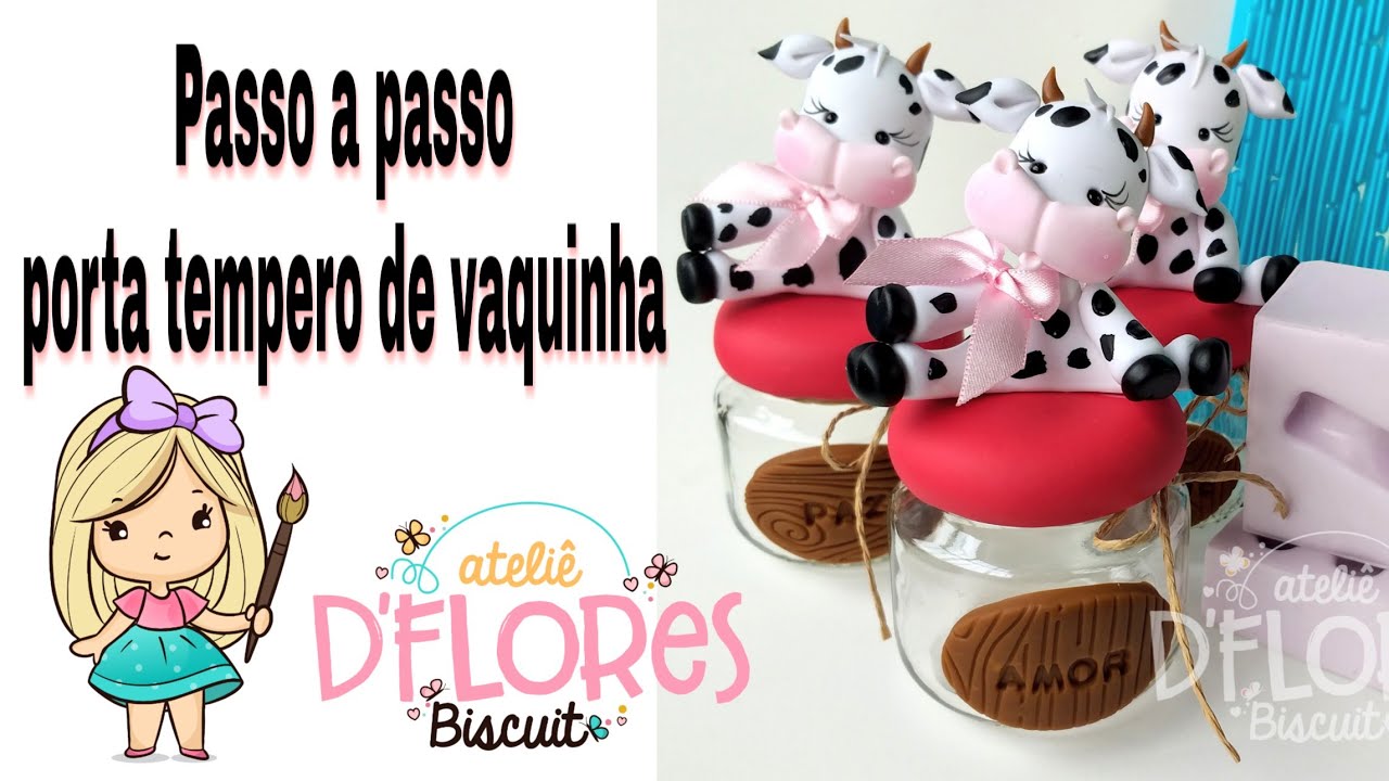 Potinhos de condimentos vaquinha em biscuit