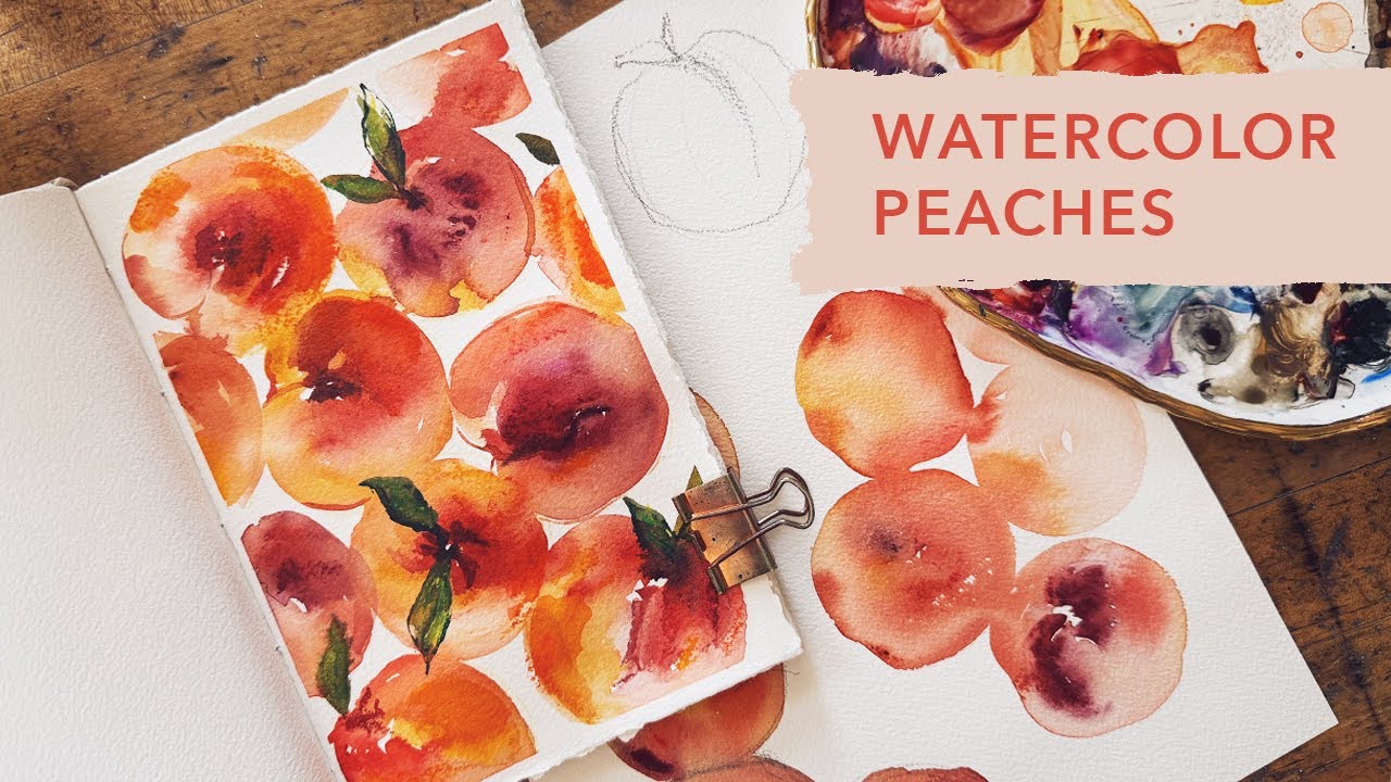 Paint Peaches Using Watercolors & Watercolor Sticks | Beginner Friendly Watercolor Journal Tutorial