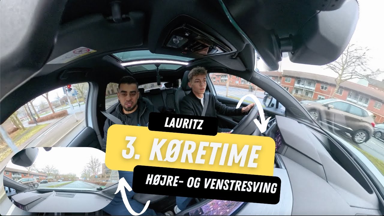 🚗 Lauritz’ 3. Køretime | Lær Højre- og Venstresving + Typiske Begynderfejl! 🛑✨