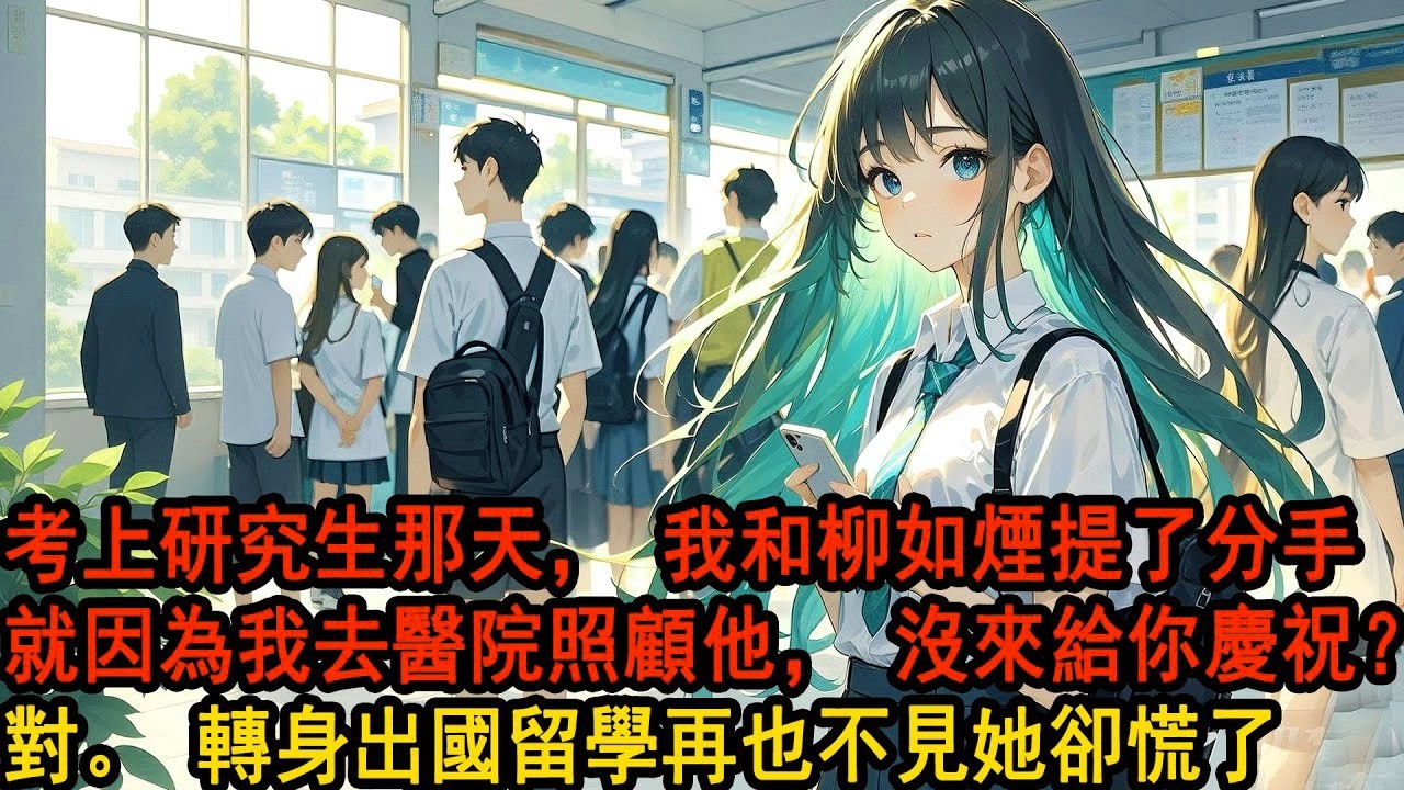 考上研究生那天，我和柳如煙提了分手。就因為我去醫院照顧他，沒來給你慶祝？對。她一臉諷刺地同意，以為我還會像從前那樣低頭求和，她不知道，我已經嚮導師申請了出國交流專案，以後，她可以好好照顧她的弟弟了