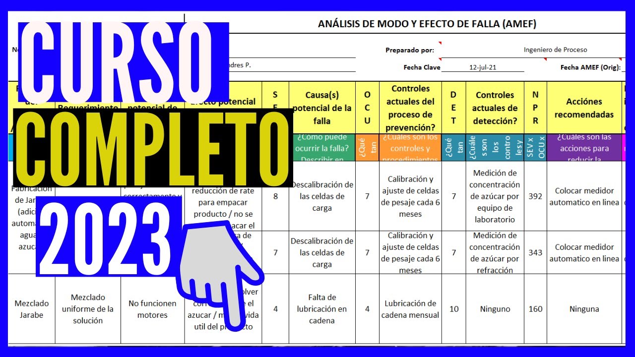 Como hacer un AMEF de proceso ejemplo en Excel