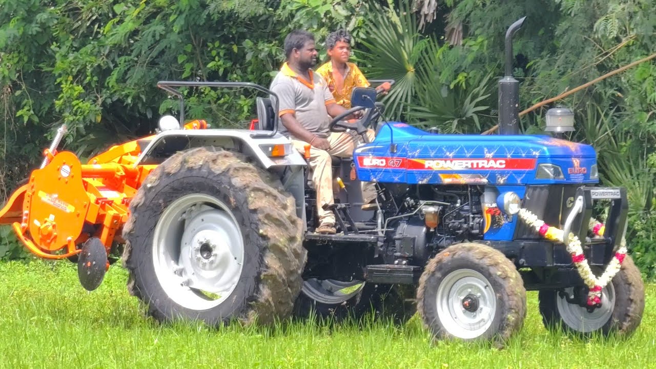 Powertrac Euro 47 47 Hp Tractor Rotavator Performance|Powertrac Tractors |Anegan Motors - 8807518131