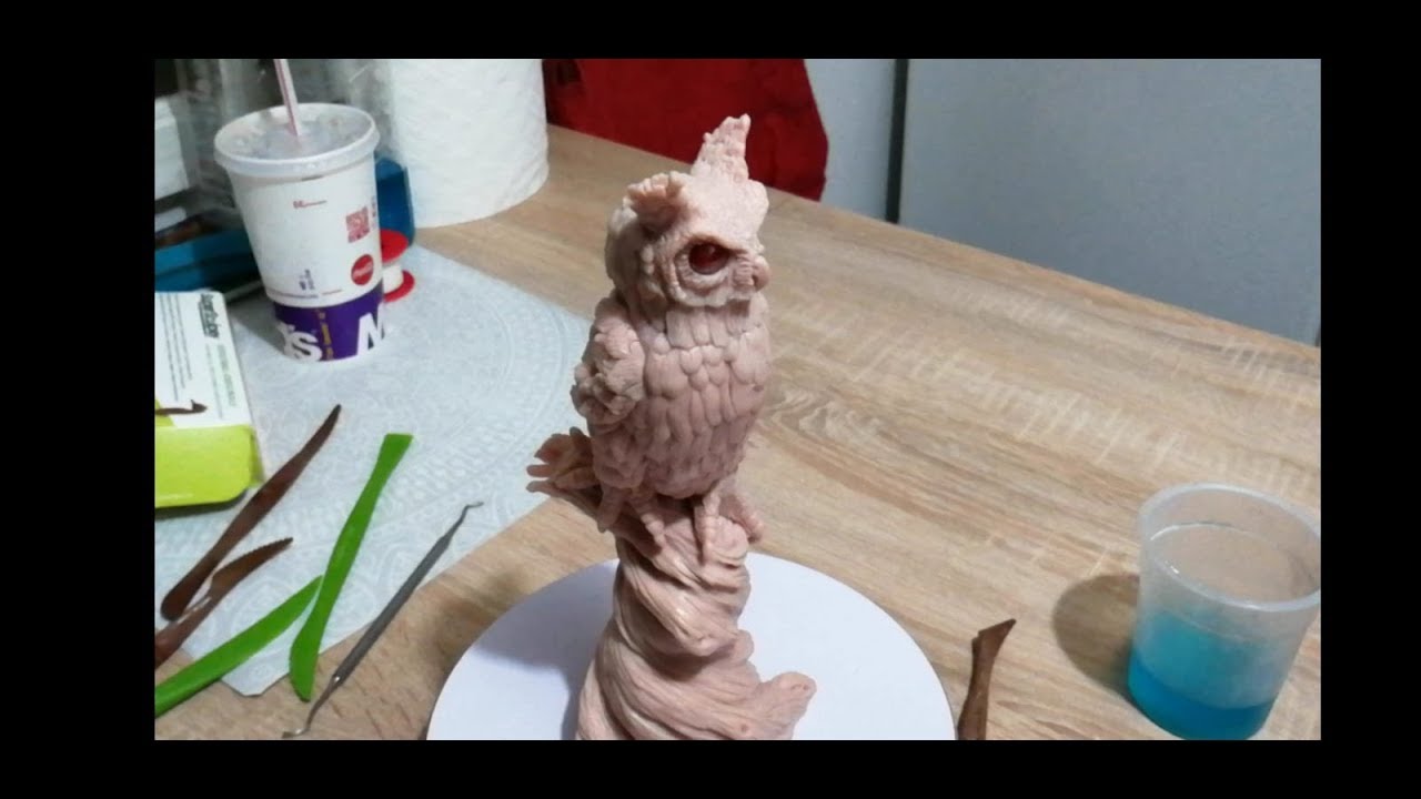 Polymer clay European Eagle-owl Sculpture - Part 1(sculpting the owl).