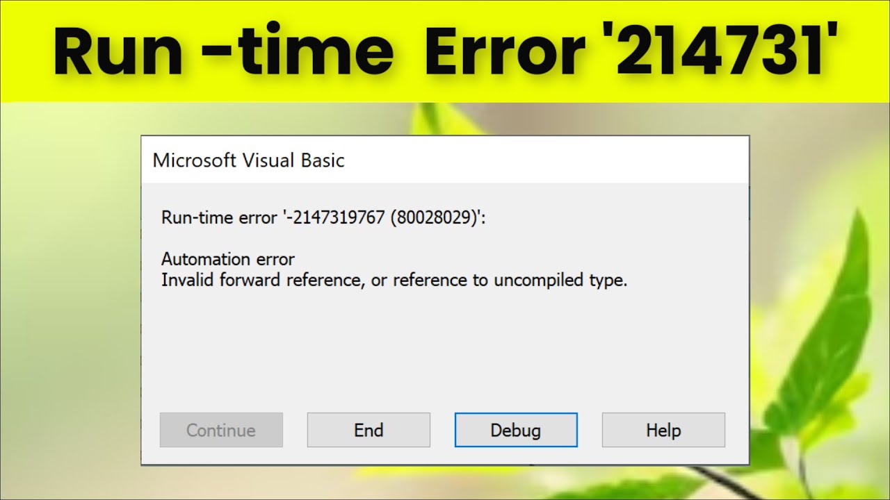 EXCEL VBA - Microsoft Visual Basic -Run Time Error 2147 - Automation Error