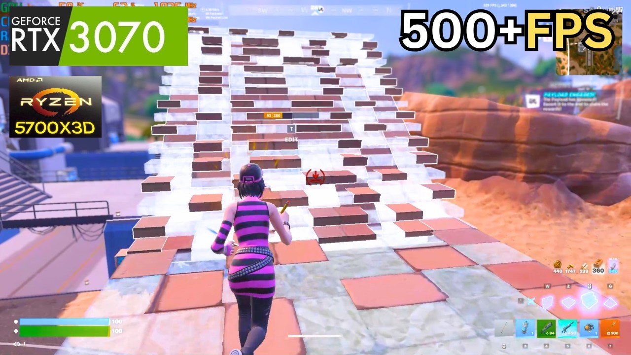 RTX 3070 RYZEN 5700X3D FORTNITE FPS TEST