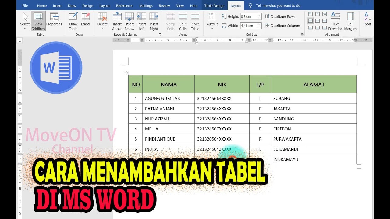 4 Cara Mudah Menambahkan Baris kolom Tabel di Ms Word | Microsoft Office Word 2022