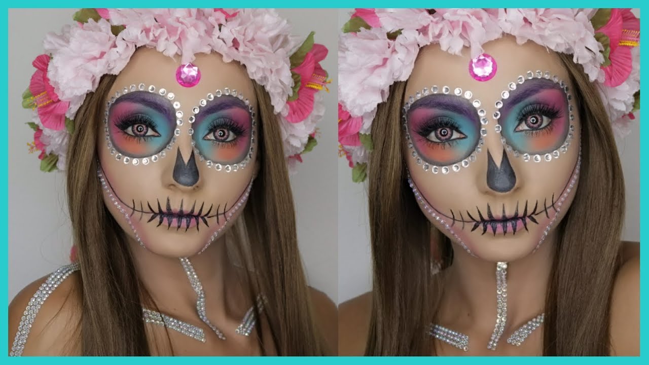 MAQUILLAJE CATRINA | HALLOWEEN | DIA DE MUERTOS  ♥♥♥ SKULL MAKEUP TUTORIAL ♥♥♥ Andy Lo