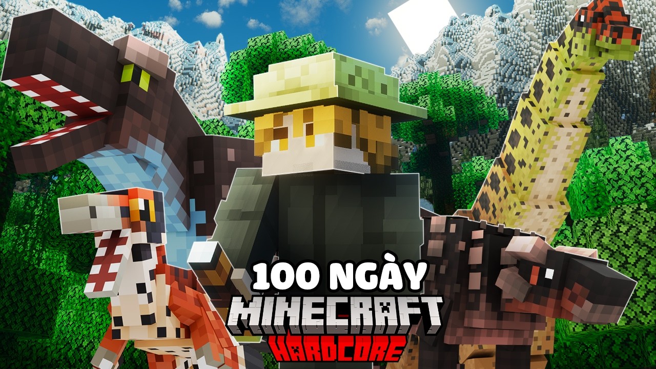 M&igrave;nh Sinh Tồn 100 Ng&agrave;y Minecraft C&ocirc;ng Vi&ecirc;n Khủng Long Si&ecirc;u Kh&oacute; !!