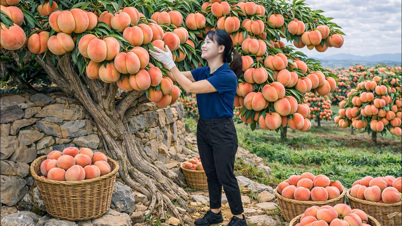Harvesting Giant Rare Peaches For Sale | A VIP Customer Made The Highest Bid Today
