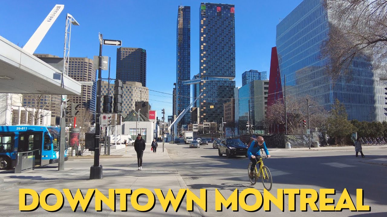 Downtown Montreal Walk in 4K! Sherbrooke Street, Place des Arts Metro Station