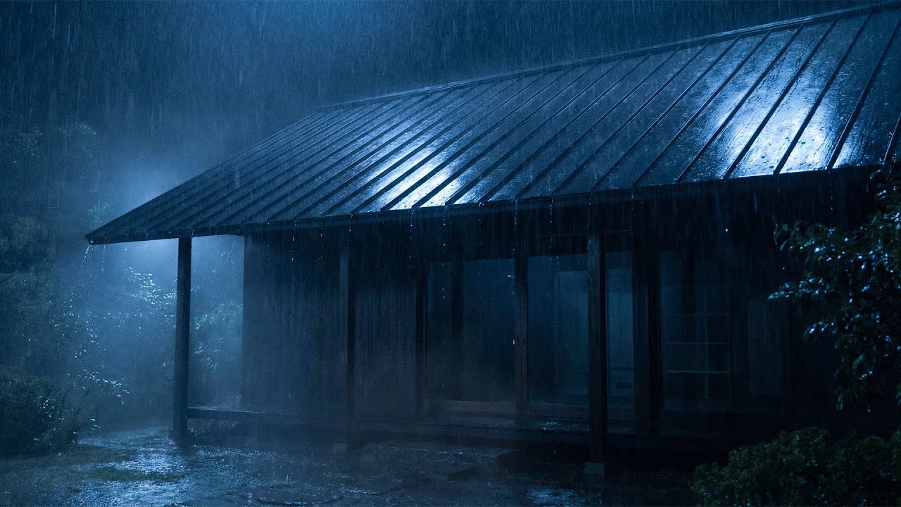 Dark Rainstorm Streaming from Metal Rooftop 🌙 | Sleep in 2 Minutes with Calm Night Rain (NO ADS)