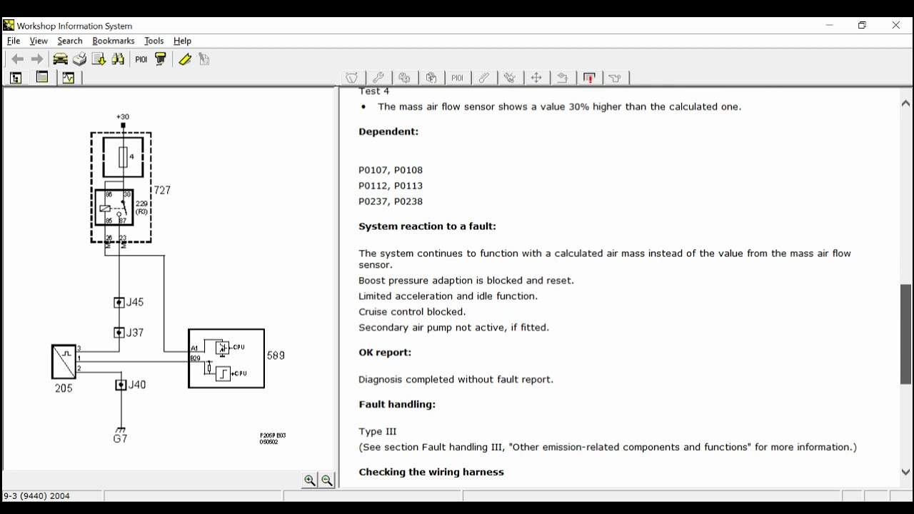 Saab 9 3 NG P0101 MAF fault