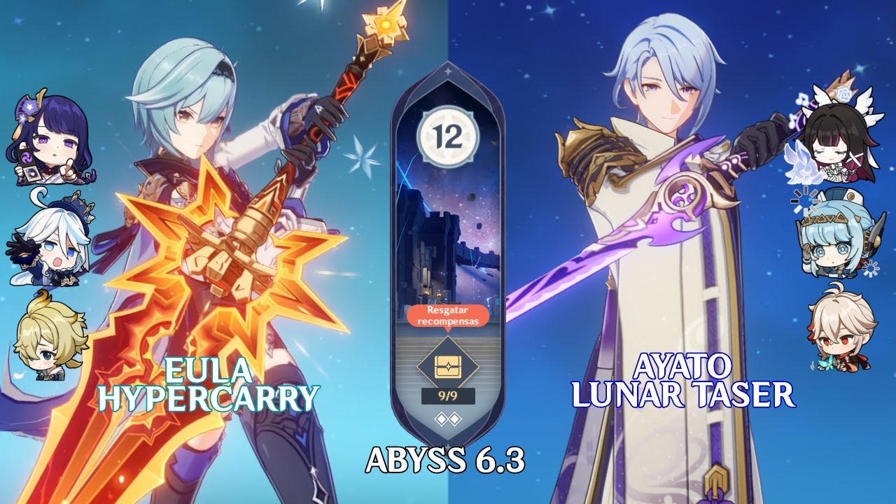 C0 Eula Hypercarry & C0 Ayato Lunar Taser | Genshin Impact Abyss 6.3 Floor 12 9 Stars
