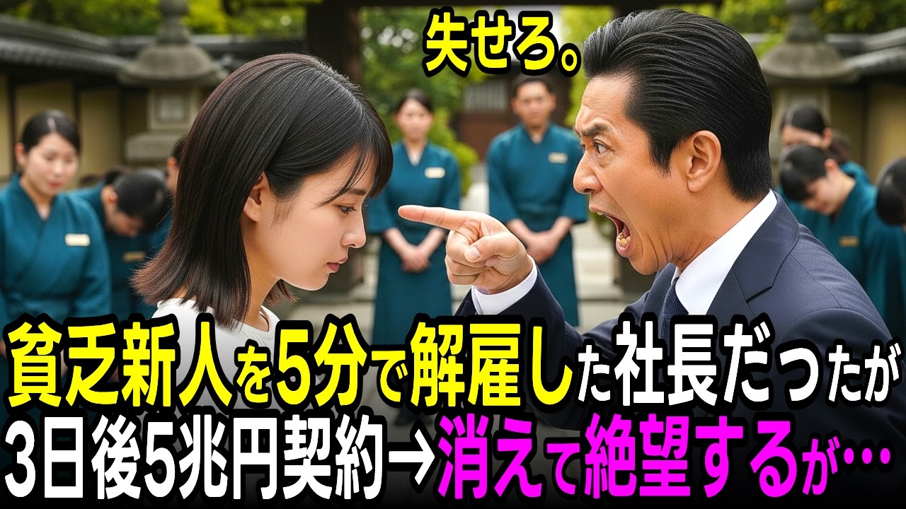 初出勤５分で解雇された貧しい女子。助けたアメリカ人の正体は…3日後、5兆円契約が消滅