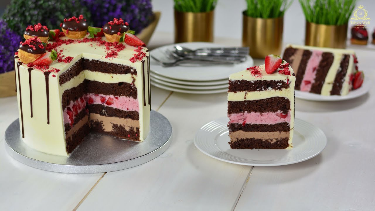 Tort cu ciocolata si capsuni. Tort pentru evenimente + drip de ciocolata | Taby's Welt