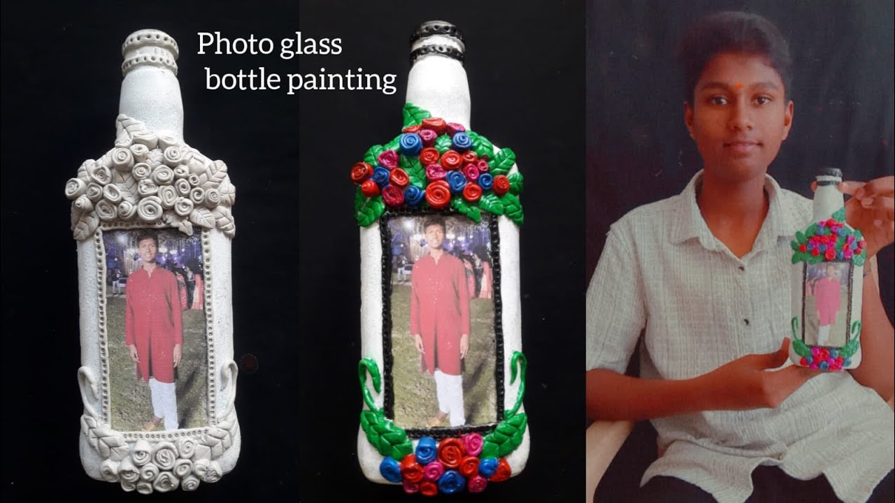 DIY photo glass bottle painting🎨