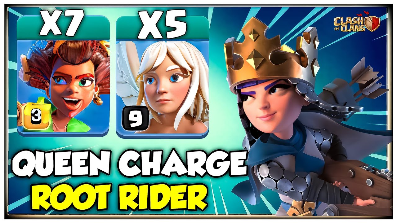 Th16 Strongest Ground Attack | Th16 Queen Charge Root Rider Attack Strategy | Clash of Clans