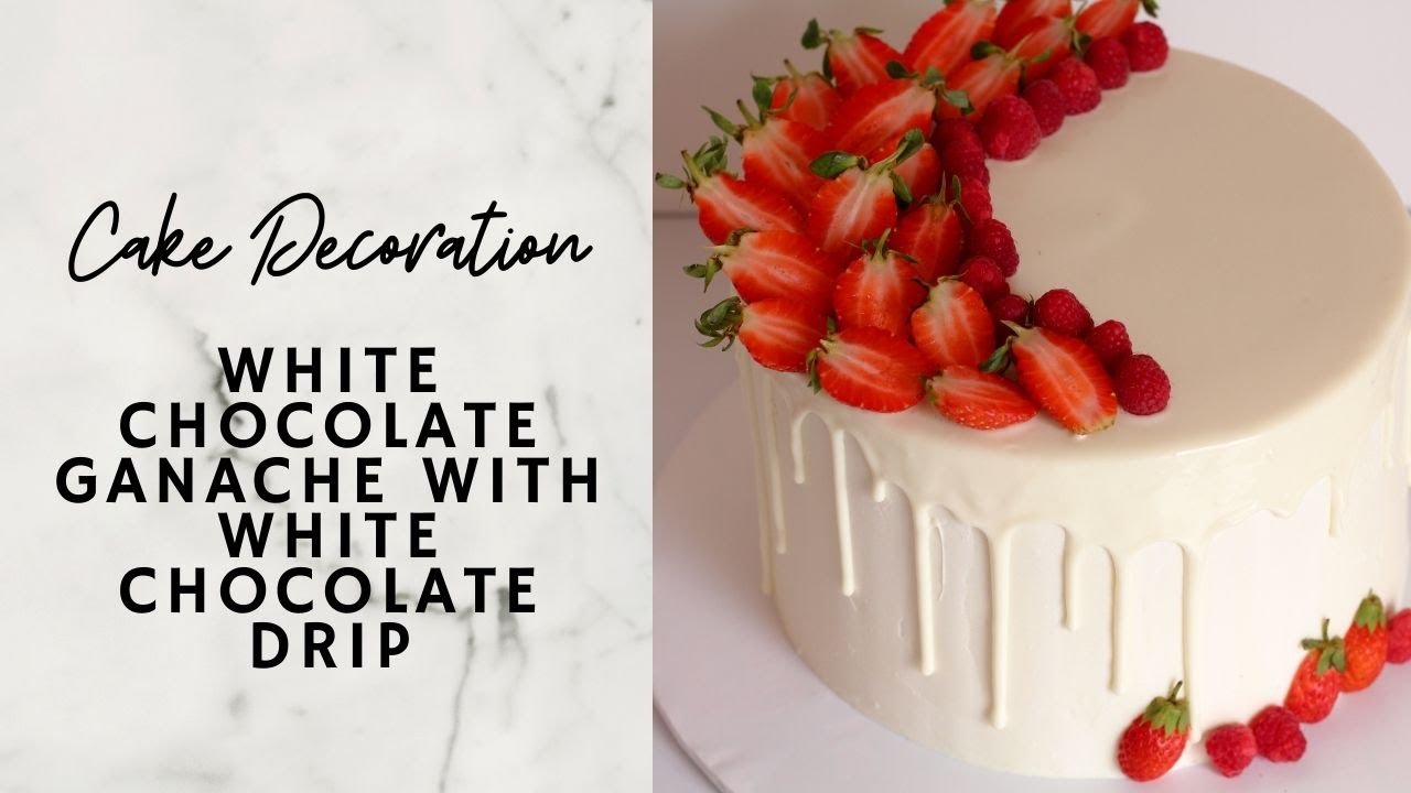 How to Make White Chocolate Ganache with White chocolate drip :: Pastry Pleasures #ganachecake