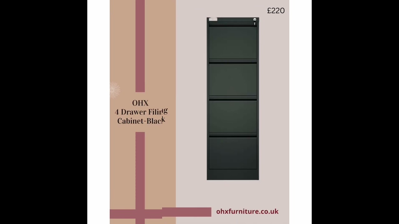 OHX 4 Drawer Filing Cabinet - Black #furnitureupgrade #furniture #filingcabinet #storage