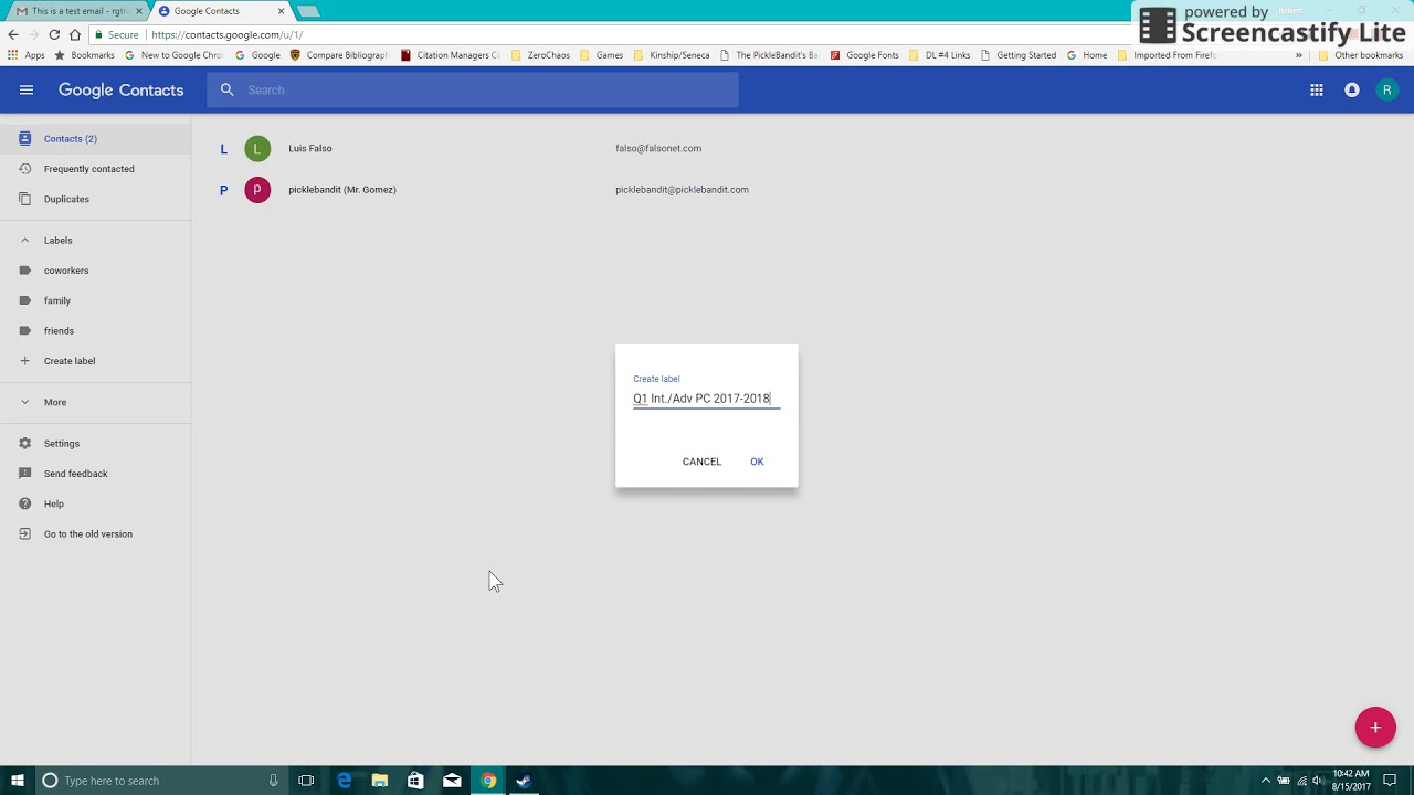 Google Contacts: creating groups by using labels