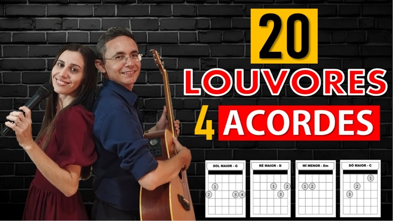 20 LOUVORES com 4 ACORDES no VIOLÃO | sem pestanas