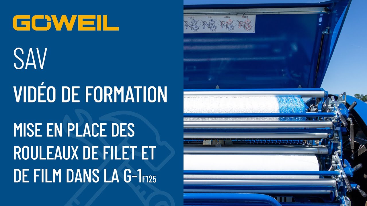 Vidéo de formation : Mise en place des rouleaux de filet et de film dans la G-1F125 | GOEWEIL