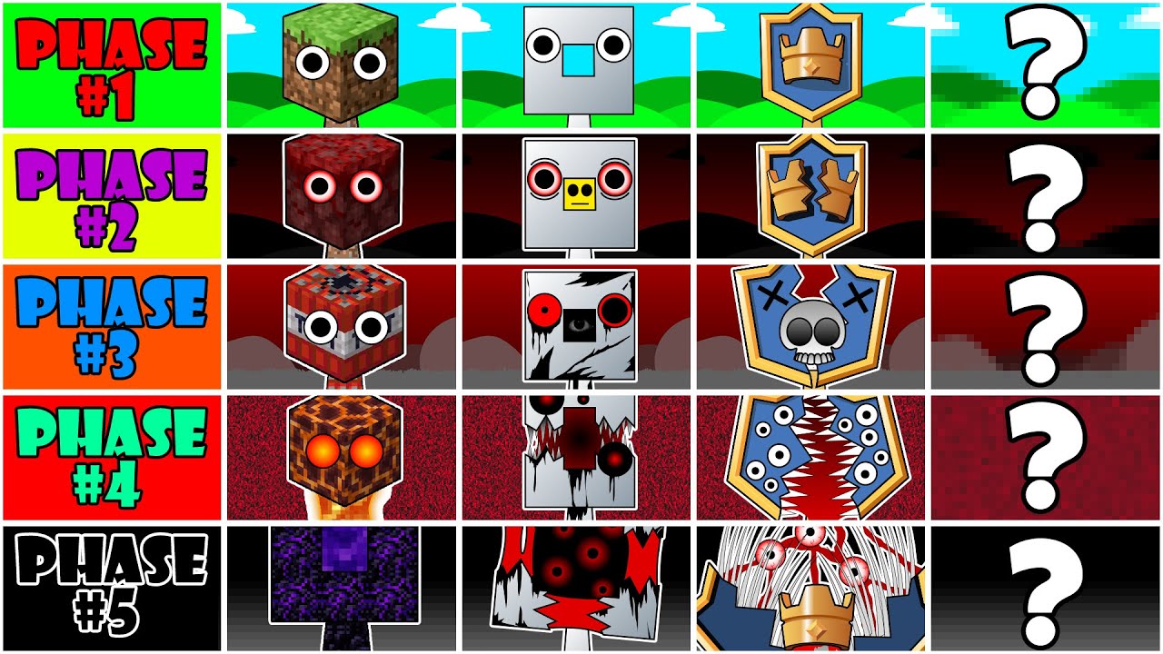 My Sprunki OC: Minecraft, Roblox, Clash Royale (Phase 1 to Phase 5 from Game)
