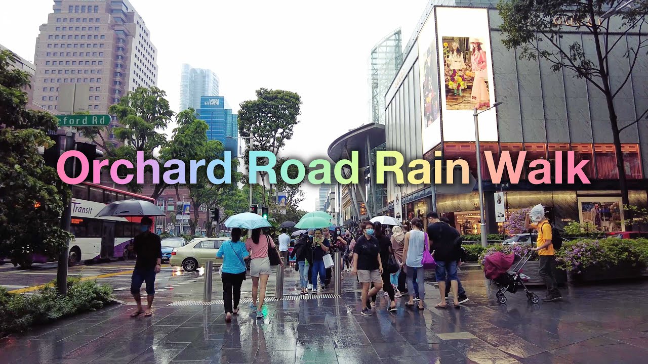 Singapore Orchard Road Rain Walks - April 2021 - ASMR Rain walk - Binaural Audio