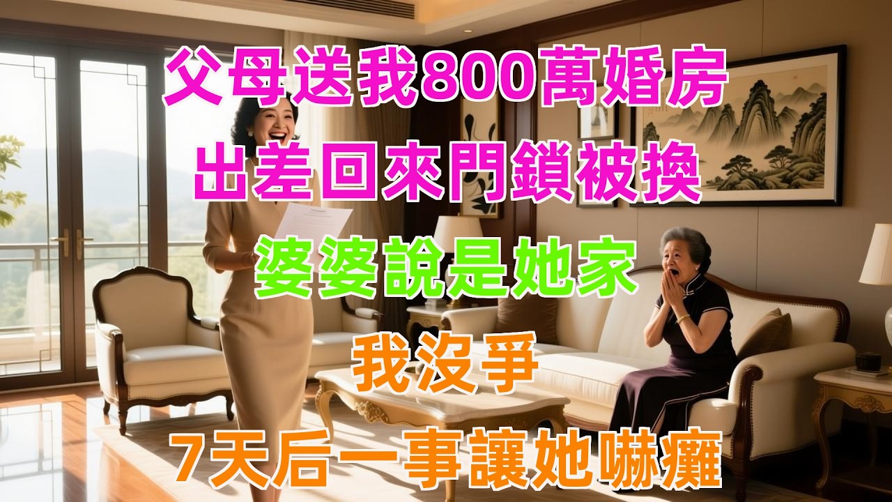 父母送我800萬婚房，出差回來門鎖被換，婆婆說是她家，我沒爭，7天后一事讓她嚇癱！