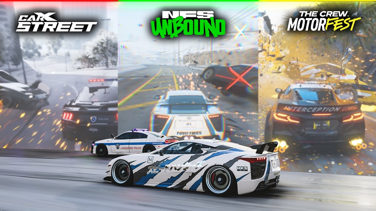 POLICE PURSUIT Comparison / CarX Street vs NFS Unbound vs The Crew Motorfest /