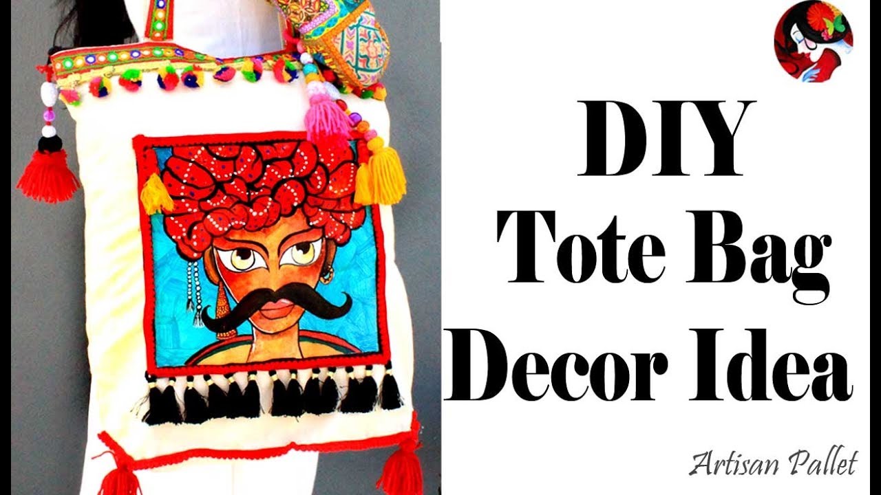 How to Make and Decor Cheap Fabric Canvas Tote Bag | DIY Canvas Tote Bag Painting Tutorial