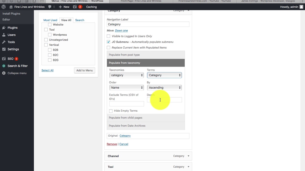 Automatically Add New Categories to Wordpress Menu