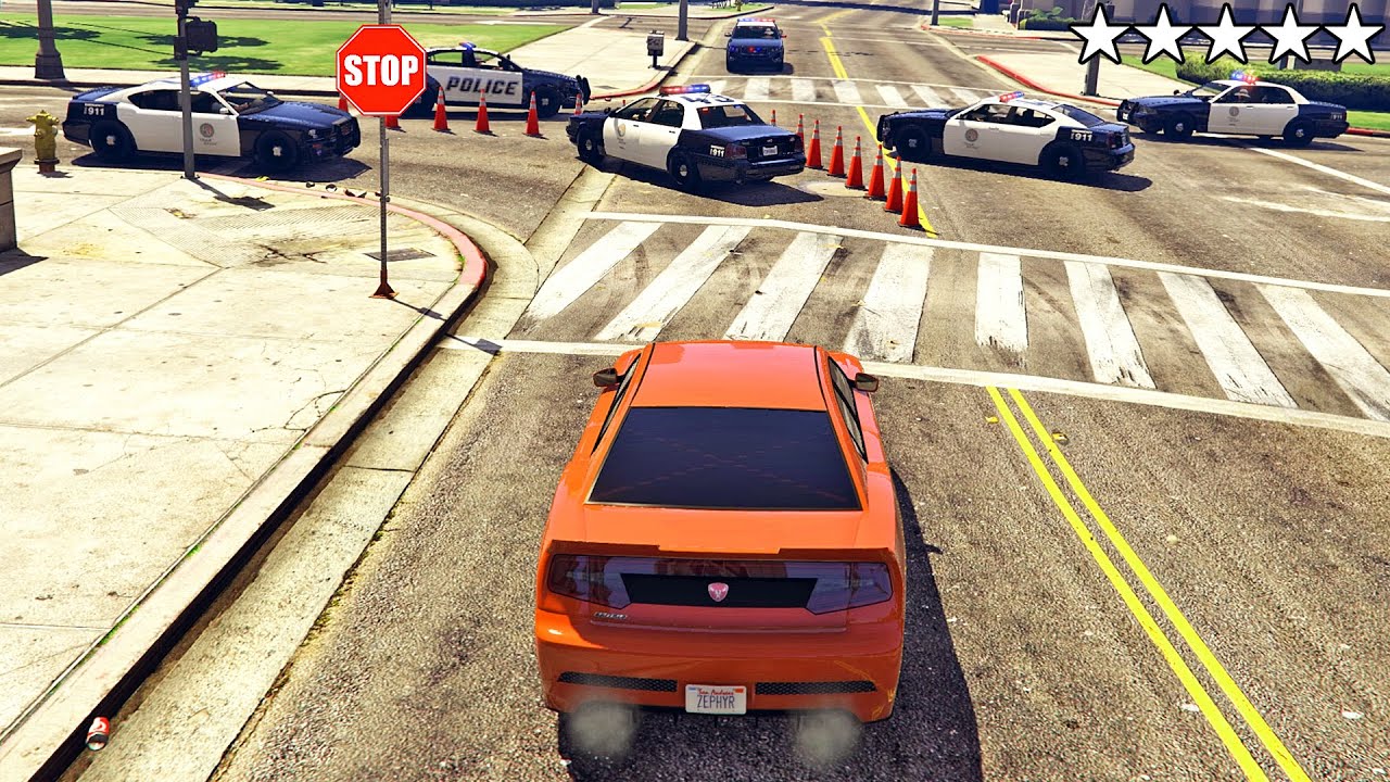 قراند 5 : مخالفة القوانين = مباشرة 5 نجمات | GTA V LAW Mod