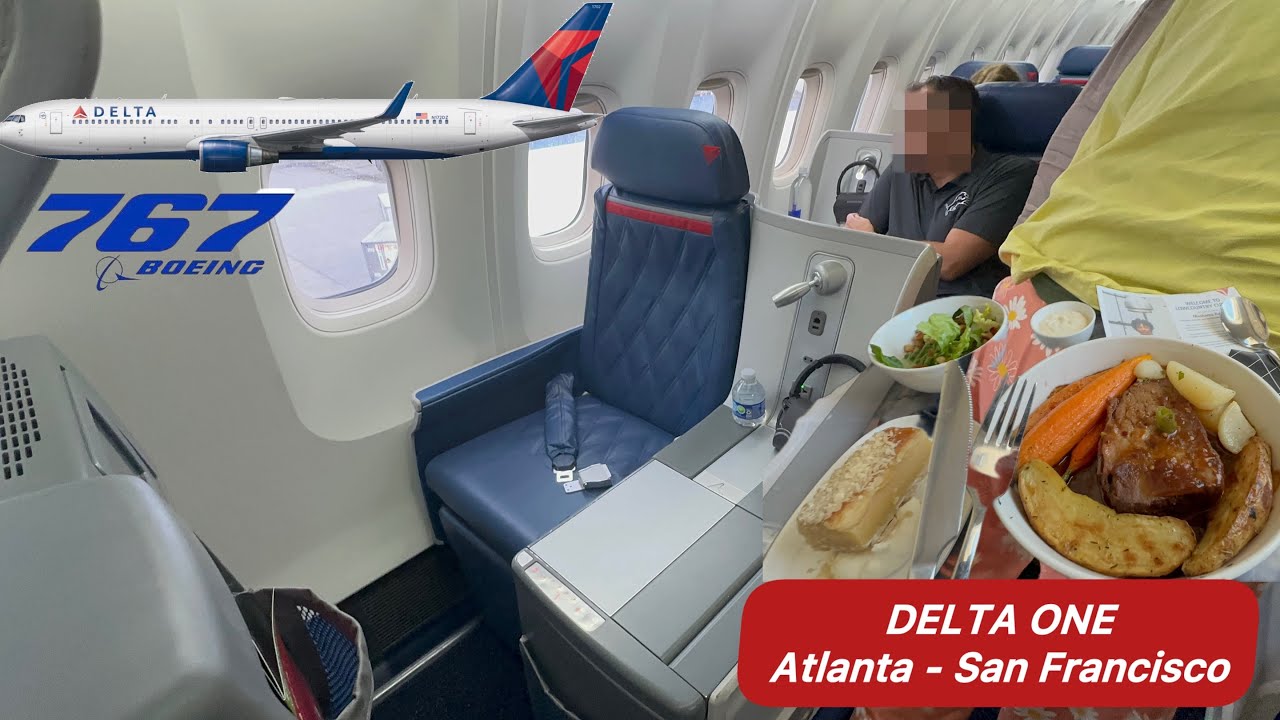 DELTA AIRLINES BOIENG 767 FIRST CLASS OLD AIRCRAFT GREAT FOOD ON FIRST CLASS
