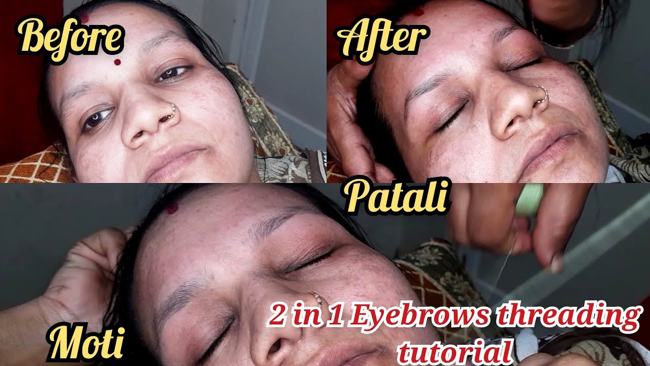 2 in 1 Eyebrow Threading Tutorial Halki Eyebrow Me Patali Or Moti Eyebrow Threading Kaise Karen🤩