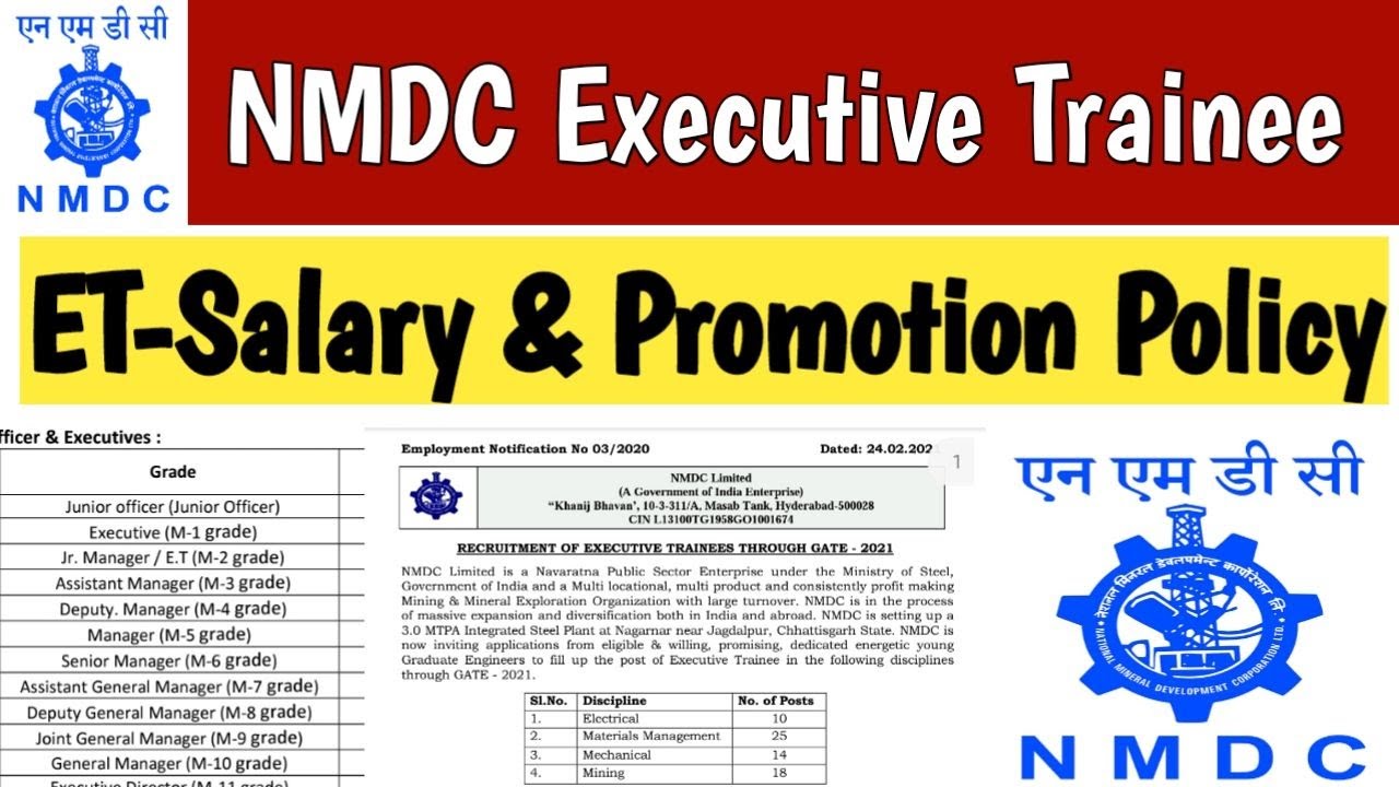 NMDC Executive Trainee through GATE 2021| Salary and Promotion |