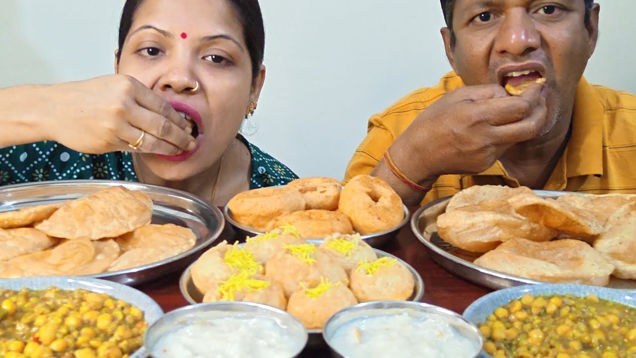 🔥Puri,Vada,Panipuri,Dal Tadka and Kheer👌 #mukbang #eatingshow @foodloversavitha..5